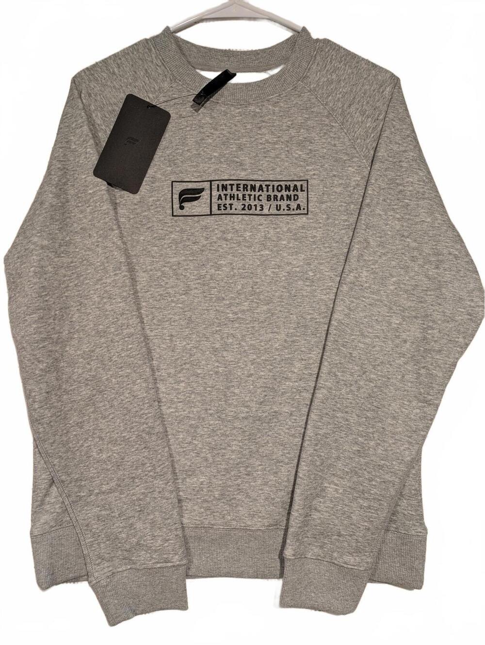 Fabletics Go To Crew Sweatshirt Gray Pullover Logo Graphic Mens Small